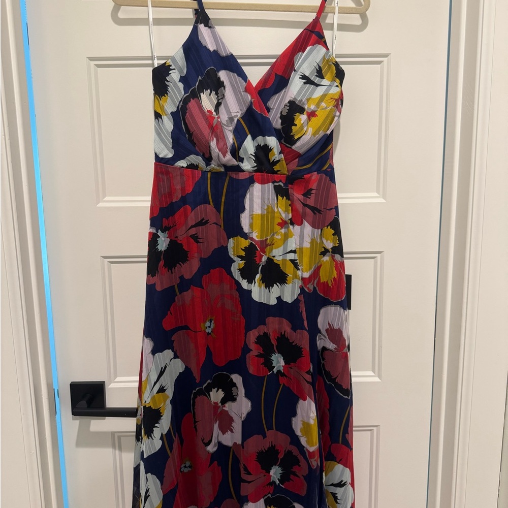 Lulu's Red and Blue Spaghetti Strap Maxi Sundress